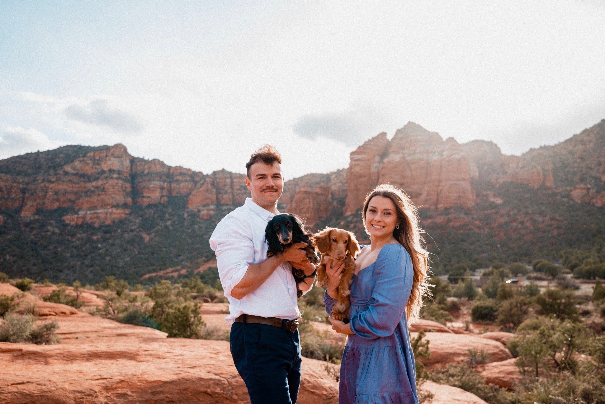 Jessica Prosser with her husband and two dogs in Sedona, Arizona